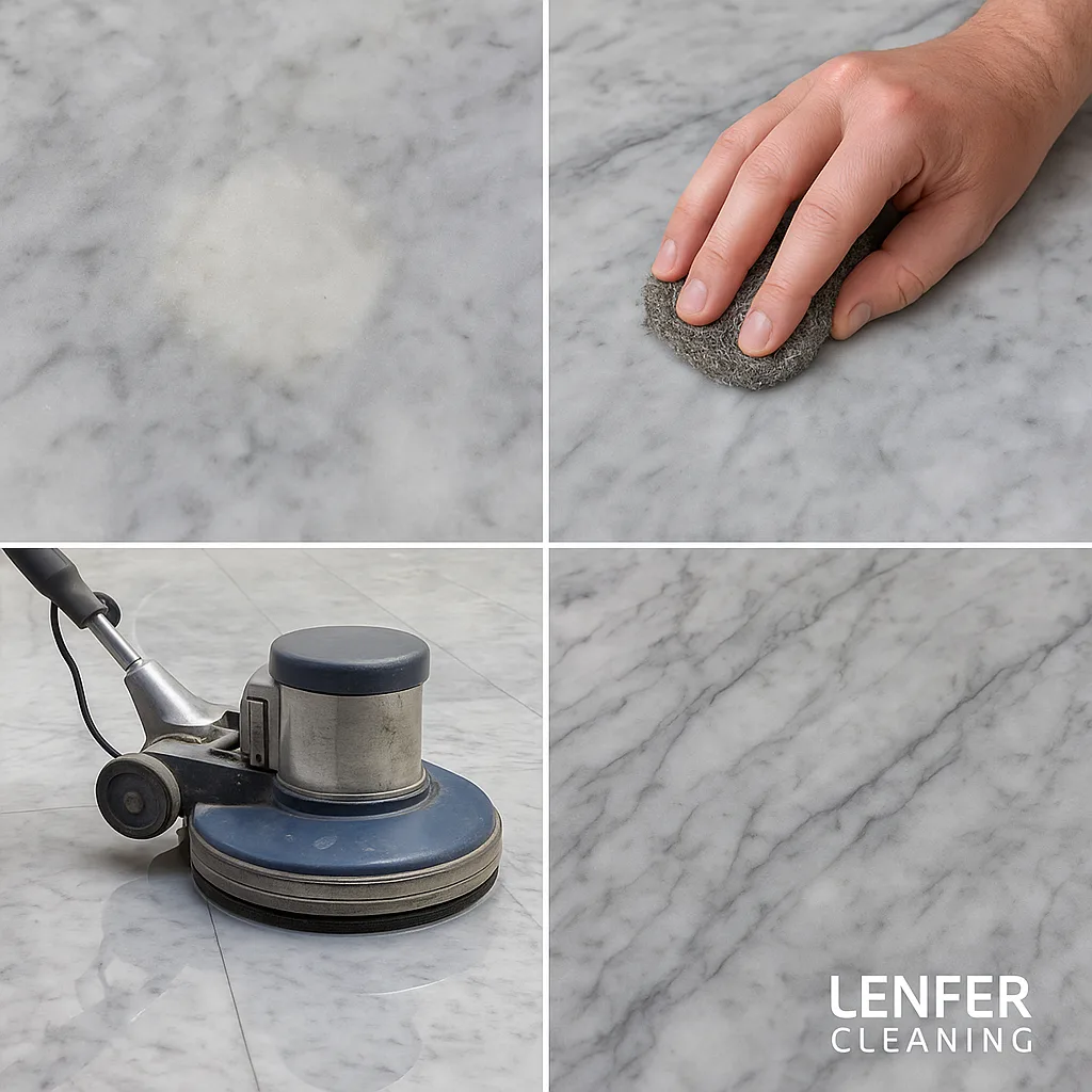 Doffe plekken uit marmeren vloer verwijderen