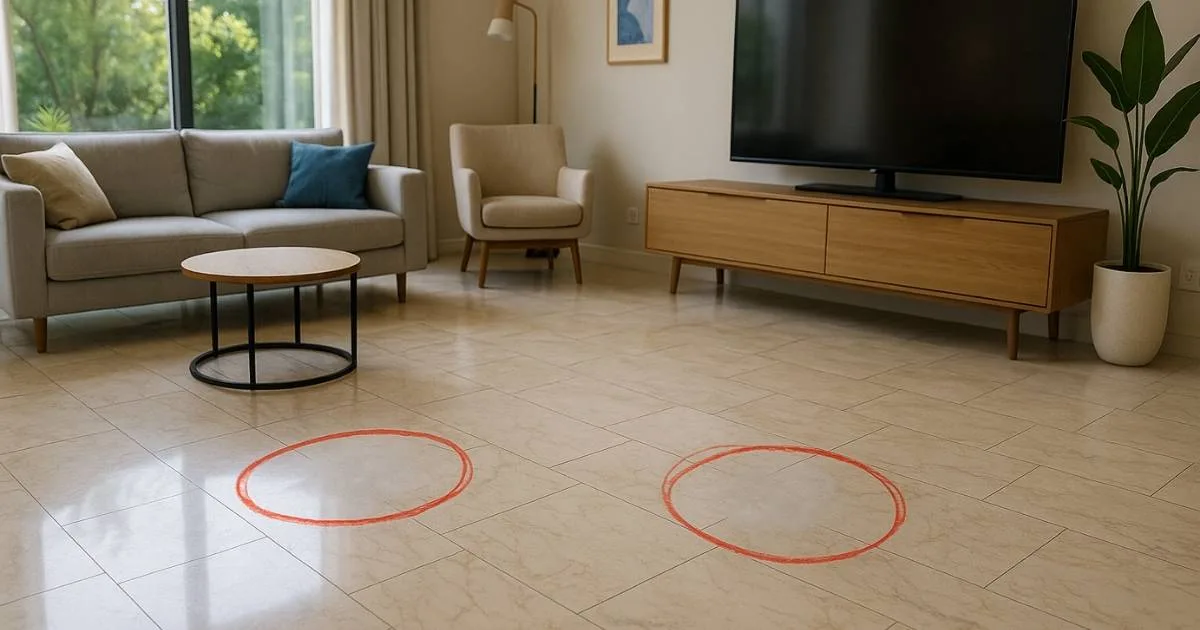 Marmeren vloer met doffe plekken